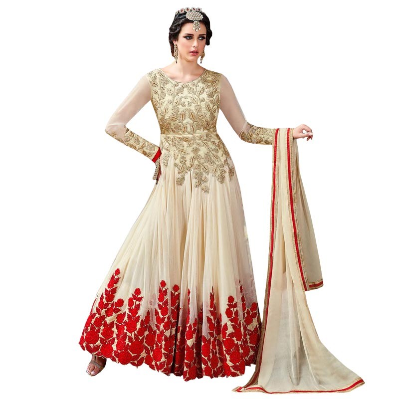 Bridal Georgette Anarkali Suit With Stone Work WF065 : ShoppersBD