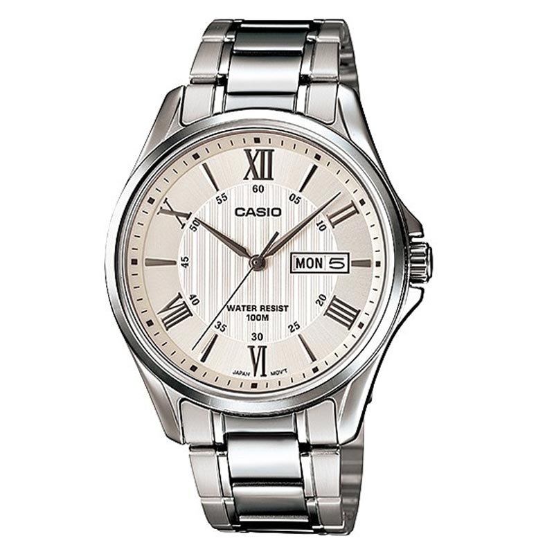 casio white analog watch
