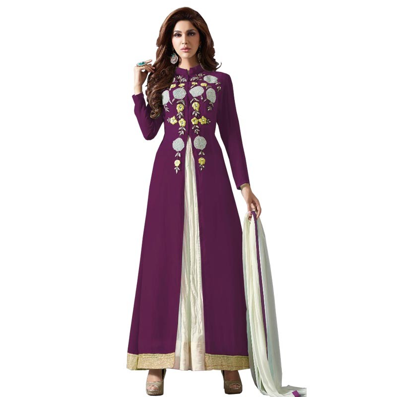 DARK PURPLE Indo-Western Anarkali Set