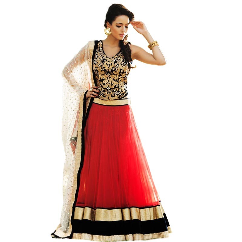 Black Net Lehenga Set