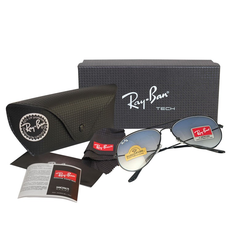 Ray-Ban Aviator RB 3026 Diamond Hard Black-Blue Shade Sunglasses :  ShoppersBD