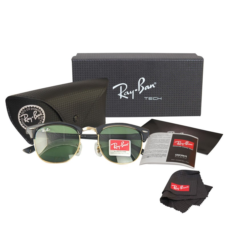 Ray-Ban Club Master RB 3016 Polarized Black-Green Replica Sunglasses ...