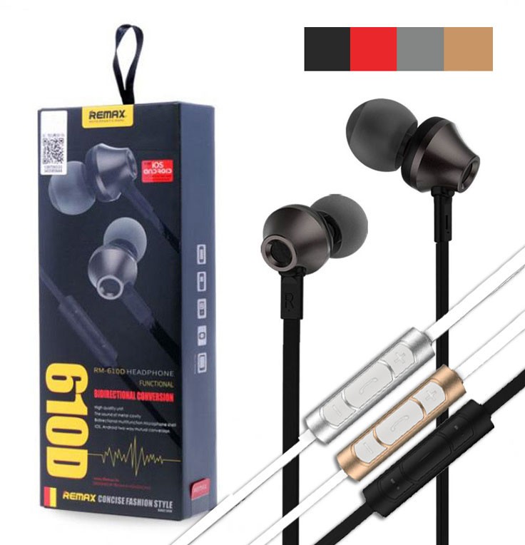 Original REMAX RM 610D Pure Music Headphones Black Red Silver
