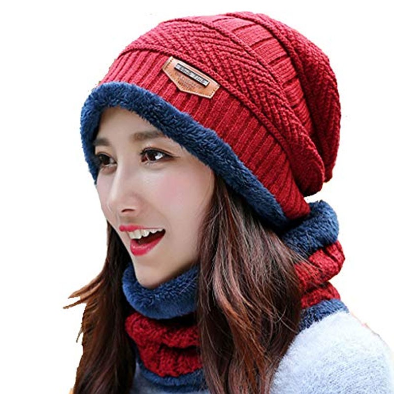 Winter Beanie & Neck Warmer Scarf Set ShoppersBD