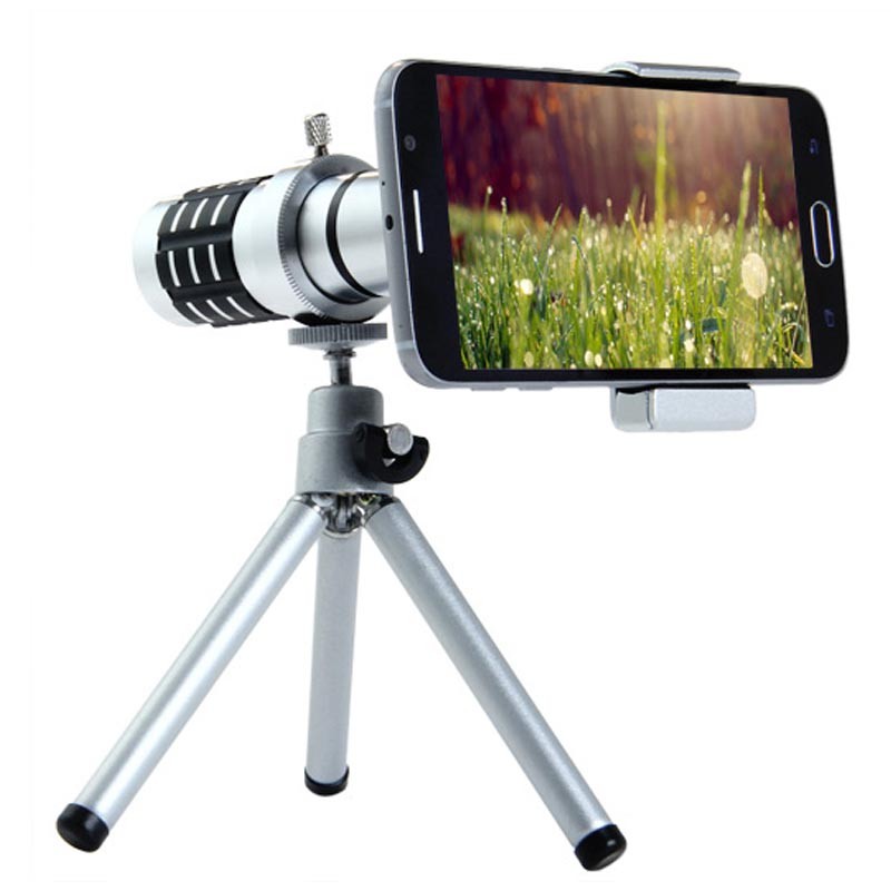 Universal 12x Aluminum Portable Optical Zoom Telescope Camera Lens Kit