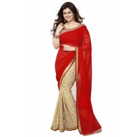 Fabulous Vinay Saree DO18 Red - Off White