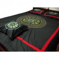 Floral Applique Bed Cover With Two Pillow Cover- 010