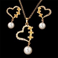 Valentines Gift Real Gold Plated Heart Jewelry Set(Earring Necklace)-002