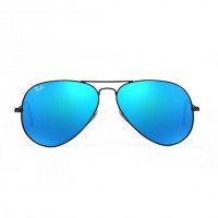 Ray-Ban RB3025 Blue Metal Aviator Matte Black Frame Replica Sunglasses