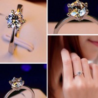 Fashionable Crystal Cast Ring White