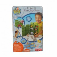 Fisher Price Go Diego Safari Rescue Animal Carrying Case (With Baboon And Hyena Figures)