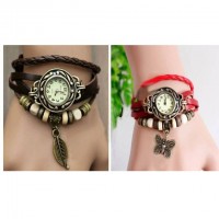 Lady Bracelet Watch ( Black & Red )