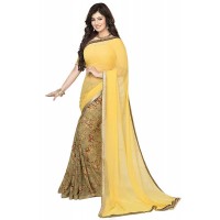 Vinay Exclusive Attractive Yellow  Printed Chiffon Saree  - SW33