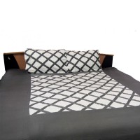 Floral Applique Bed Cover With Two Pillow Cover-006