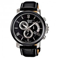 CASIO Beside Series Black Dial Leather Band Watch BEM 507BL 1AV