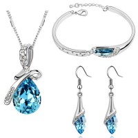 Angel Teardrop Crystal Jewellery Set For Women