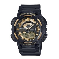 Analogue And Digital Casio Gold Dial Watch AEQ 110W 9AVDF