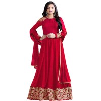 Exclusive Eid Special Drashti Dhami Embroidered Red Anarkali Suit WF078