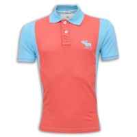 Abercrombie & Fitch Polo Shirt MH31P Coral & Sky Blue