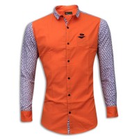 Stylish Printed Cotton Casual Shirt MH27S Red Orange
