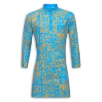 Exclusive Printed Panjabi BA14E Arctic Blue