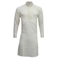 Exclusive Design Mixed Cotton Punjabi SB55P White