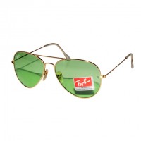 Ray-Ban RB 3026 Polar Green Aviator Gold Frame Replica Sunglasses