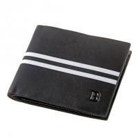 Bogesi Black White Striped Men’s Leather Wallet 1996