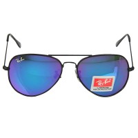 Ray-Ban RB 3026 Blue-Purple Aviator Black Frame Replica Sunglasses