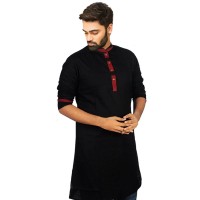 Exclusive Black Cotton Panjabi With Indian Slub JC72