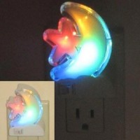 Led Night Light Plug-In Wall Multicolor Star Moon Shaped Energy-Saving Lamp