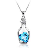 Heart in a Bottle Gemstone Pendant Necklace