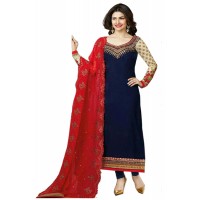 Exclusive Prachi Desai Straight Salwar Kameez Suit Navy 2016