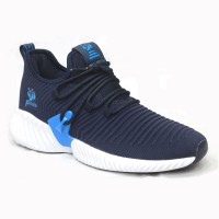 Dark Blue Cotton And Fabric Sneakers Shoe For Men FFS705