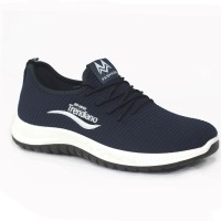 Dark Blue Color Fabric Sneakers Shoe For Men FFS707