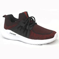 Maroon Cotton And Fabric Sneakers Shoe For Men