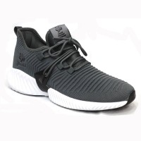Gray Cotton And Fabric Sneakers Shoe For Men FFS702