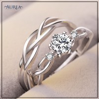 Valentine Special Clear Cubic Zirconia Promise Couple Rings SCR371