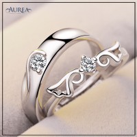 Valentine Special Clear Cubic Zirconia Promise Couple Rings SCR373