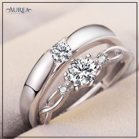Valentine Special Clear Cubic Zirconia Promise Couple Rings SCR376