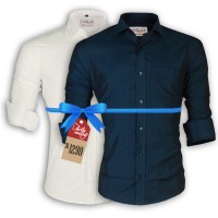 LAVELUX Premium Slim Solid Cotton Casual Shirts : Combo 34