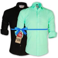 LAVELUX Premium Slim Solid Cotton Formal Shirts : Combo 51