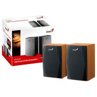 Genius SP-HF150 USB Powered Speakers - Black, Silver & Wooden