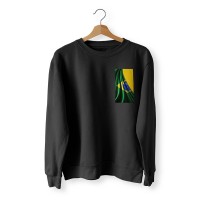 Brazil Flag Branding Banner HD Print Black Sweatshirt BFS022B