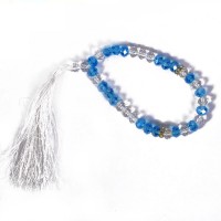 White-Blue Crystal Prayer Beads - Tasbih  RS212