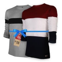 Signature Full Sleeve Solid Men's  T-Shirt  : Combo 108