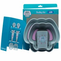 LION FEEDING SET LARGE FORK, SPOON, CUP & BOWL SET