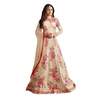 Floral Embroidered Anarkali Off White WF107