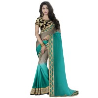 Grey And Turquoise Superb Mudra Designer Saree WF305