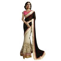 Nirvana Exclusive White & Black Stylish Designer Saree